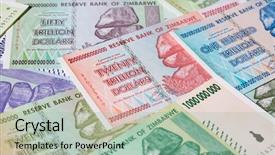  Presentation with banknotes - Beautiful theme featuring rich poor - banknotes of zimbabwe after hyperinflation backdrop and a mint green colored foreground