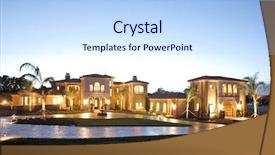  Presentation with new parents at home baby - Colorful presentation theme enhanced with rich real estate - huge new luxury home backdrop and a sky blue colored foreground