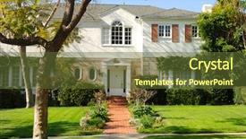  Presentation with california - Presentation theme with rich real estate - image of a beautiful home background and a tawny brown colored foreground