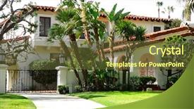  Presentation with rich - PPT theme consisting of rich real estate - image of a beautiful home background and a tawny brown colored foreground