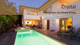  Presentation with hot tub - PPT theme with rich real estate - luxury home with pool background and a coral colored foreground