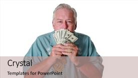  Presentation with rich man - Audience pleasing slide set consisting of rich the lottery gets paid backdrop and a  colored foreground