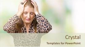  Presentation with pair of hands - Slide set featuring rich woman wearing leopard dress background and a  colored foreground