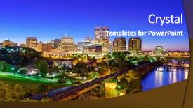  Presentation with virginia - Slide deck featuring richmond virginia usa downtown skyline background and a cobalt blue colored foreground