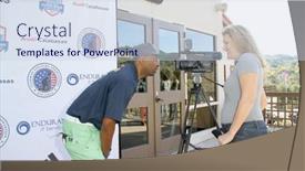  Presentation with country club - Presentation design featuring ricky-smith-is-interviewed background and a sky blue colored foreground