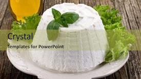  Presentation with olive oil - PPT layouts featuring ricotta with basil lettuce and olive oil background and a yellow colored foreground