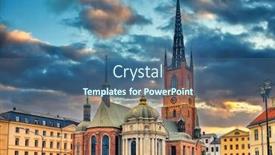  Presentation with church - Theme having riddarholm-church-riddarholm-kyrka background and a ocean colored foreground