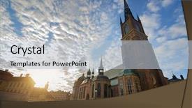  Presentation with church renovation - PPT theme enhanced with riddarholmen church in stockholm sweden background and a  colored foreground