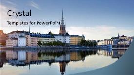  Presentation with welcome to church - Audience pleasing presentation consisting of riddarholmen church in stockholm sweden backdrop and a light blue colored foreground