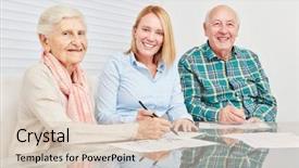  Presentation with senior couple - Cool new PPT layouts with riddle - family with young woman backdrop and a lemonade colored foreground