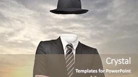  Presentation with riddle - Cool new presentation design with riddle - invisible businessman with hat backdrop and a gray colored foreground
