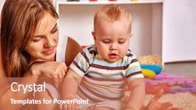  Presentation with toothpaste little kid boy brushing - Slide set consisting of riddle - kid baby boy sitting background and a coral colored foreground