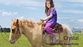  Presentation with animal nature - Slide set consisting of ride farm animal brown pony background and a coral colored foreground