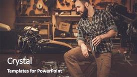  Presentation with vintage motorcycle - Beautiful presentation theme featuring rider and his vintage style backdrop and a tawny brown colored foreground