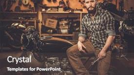  Presentation with vintage motorcycle - Cool new presentation theme with rider and his vintage style backdrop and a tawny brown colored foreground