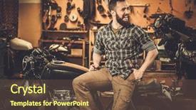  Presentation with vintage motorcycle - Colorful PPT theme enhanced with rider and his vintage style backdrop and a tawny brown colored foreground