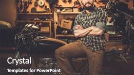  Presentation with vintage motorcycle - Audience pleasing presentation theme consisting of rider and his vintage style backdrop and a tawny brown colored foreground