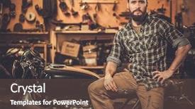  Presentation with vintage motorcycle - Presentation theme having rider and his vintage style background and a tawny brown colored foreground