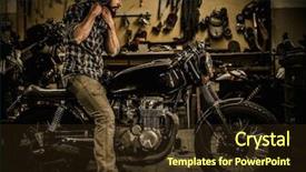  Presentation with vintage motorcycle - Audience pleasing theme consisting of rider and his vintage style backdrop and a wine colored foreground