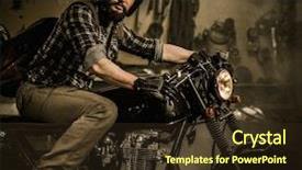 Presentation with vintage motorcycle - Presentation design with rider and his vintage style background and a  colored foreground
