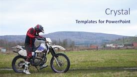  Presentation with rider - PPT layouts enhanced with rider-starting-his-motorcycle background and a sky blue colored foreground