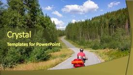  Presentation with forest road - Colorful theme enhanced with rides a cycle route along backdrop and a tawny brown colored foreground