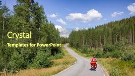  Presentation with revenue cycle management - Audience pleasing theme consisting of rides a cycle route along backdrop and a tawny brown colored foreground