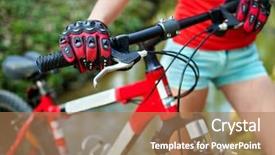  Presentation with eco bikes - Amazing PPT layouts having rides bicycle girl cycling ford backdrop and a coral colored foreground