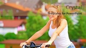  Presentation with thank you mountains - Presentation design with riding-bicycle-in-alpine-mountains background and a coral colored foreground