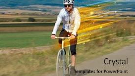  Presentation with bicycle - Beautiful PPT theme featuring riding bicycle in fabulous nature backdrop and a  colored foreground