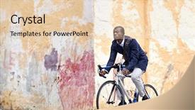  Presentation with sustainable urban - Slides featuring riding bicycle in urban city background and a lemonade colored foreground