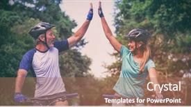  Presentation with giving - Cool new presentation design with riding bicycle on the road backdrop and a coral colored foreground