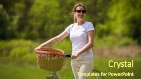  Presentation with urban - Beautiful presentation design featuring riding bike in city park backdrop and a tawny brown colored foreground