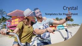  Presentation with miami beach - Theme enhanced with riding bikes in miami beach background and a teal colored foreground