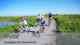  Presentation with end - PPT theme enhanced with riding bikes on week-end background and a light gray colored foreground