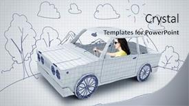  Presentation with car - Beautiful PPT theme featuring riding car made of list backdrop and a  colored foreground