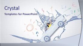  Presentation with woman car driver map - Presentation theme enhanced with view looking down stairs of the ocean waves crashing on on the rocks at burleigh heads gold coast taken at sunrise background and a dark gray colored foreground