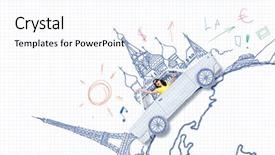  Presentation with car - Presentation theme with riding car made of list background and a  colored foreground