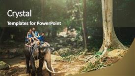  Presentation with elephant - Beautiful presentation theme featuring riding elephant through thai jungle backdrop and a tawny brown colored foreground