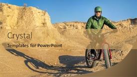  Presentation with fat - Audience pleasing presentation theme consisting of riding-fat-bike-in-badlands backdrop and a yellow colored foreground