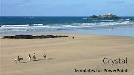  Presentation with horses - Beautiful slide deck featuring riding-horses-on-gwithian-sands backdrop and a coral colored foreground