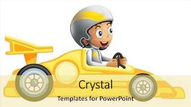  Presentation with car racing - PPT theme featuring riding in a yellow racing background and a yellow colored foreground