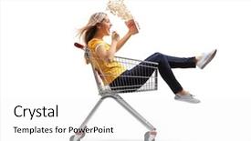  Presentation with popcorn - Presentation theme enhanced with riding inside a shopping cart background and a white colored foreground