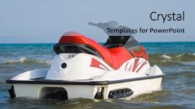  Presentation with ski - PPT theme enhanced with jet-ski parked on water background and a light blue colored foreground