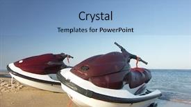 Presentation with jet - PPT theme with two water jet skies parked background and a light blue colored foreground