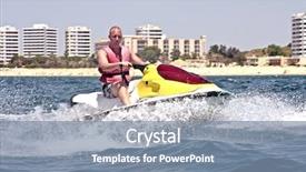  Presentation with jet - Beautiful presentation theme featuring water transportation - young guy cruising backdrop and a seafoam green colored foreground