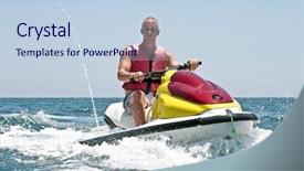 Presentation with jet - Amazing PPT layouts having guy on a jet ski backdrop and a light blue colored foreground