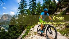  Presentation with mountain view california - PPT theme having riding mountain bike on single background and a tawny brown colored foreground