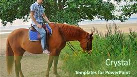  Presentation with horse riding - Beautiful theme featuring riding on a brown horse backdrop and a  colored foreground
