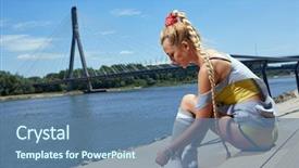  Presentation with retro - Beautiful PPT layouts featuring riding on a retro roller backdrop and a  colored foreground